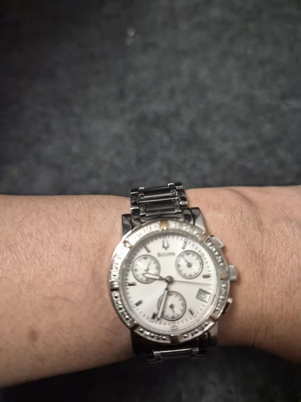 Bulova Women’s Silver Crystal Accent Chronograph Watch
